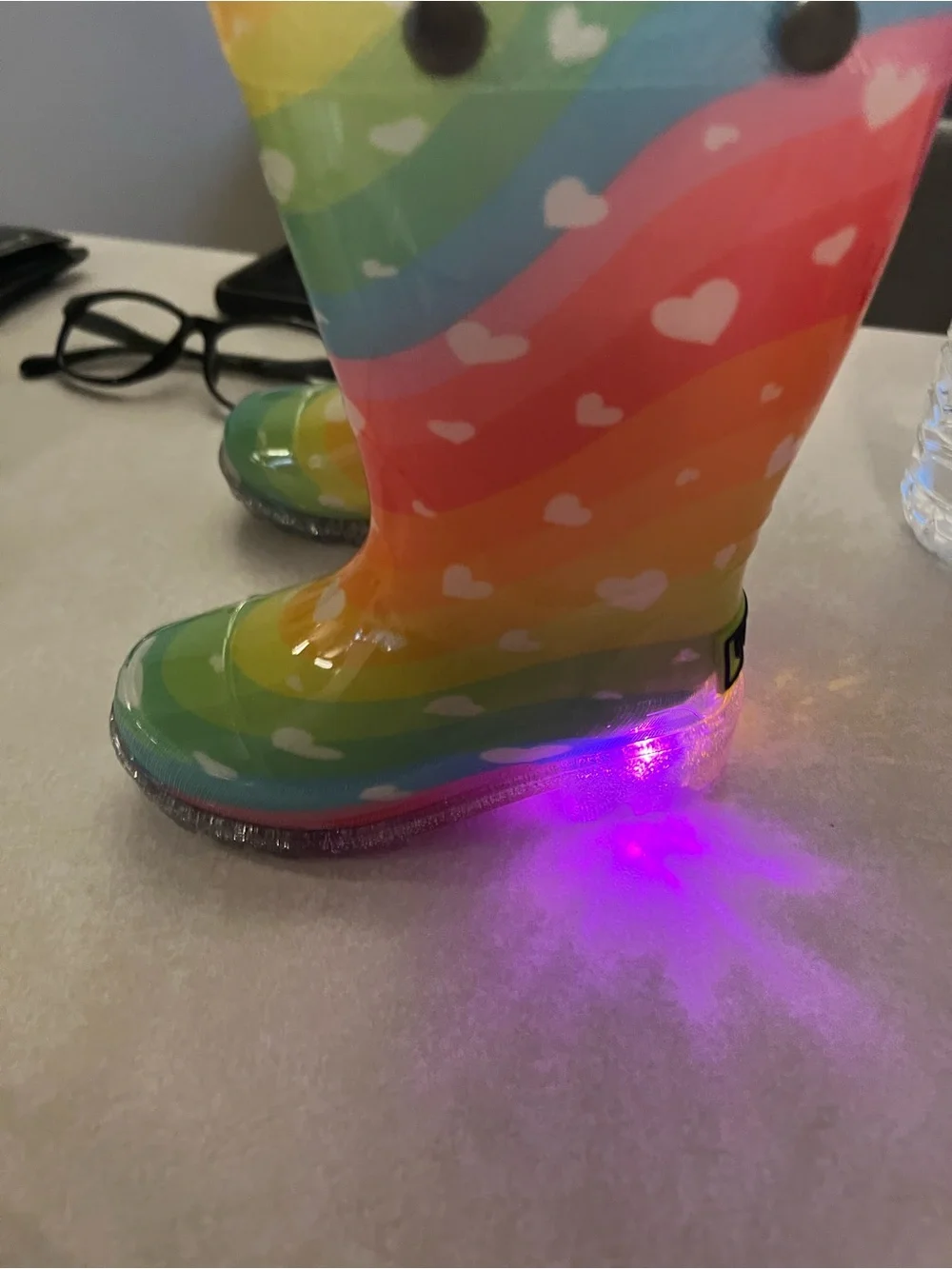 Toddler Light-up Rainbow Heart Rain Boots